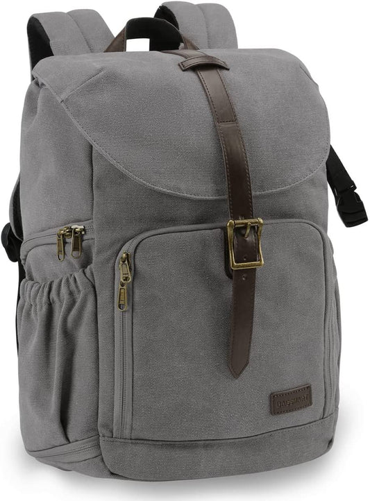 BAGSMAR DSLR Camera Backpack - Anti-Theft, Waterproof Design for Photographers, Accommodates Up to 15" Laptop with Rain Cover, Grey